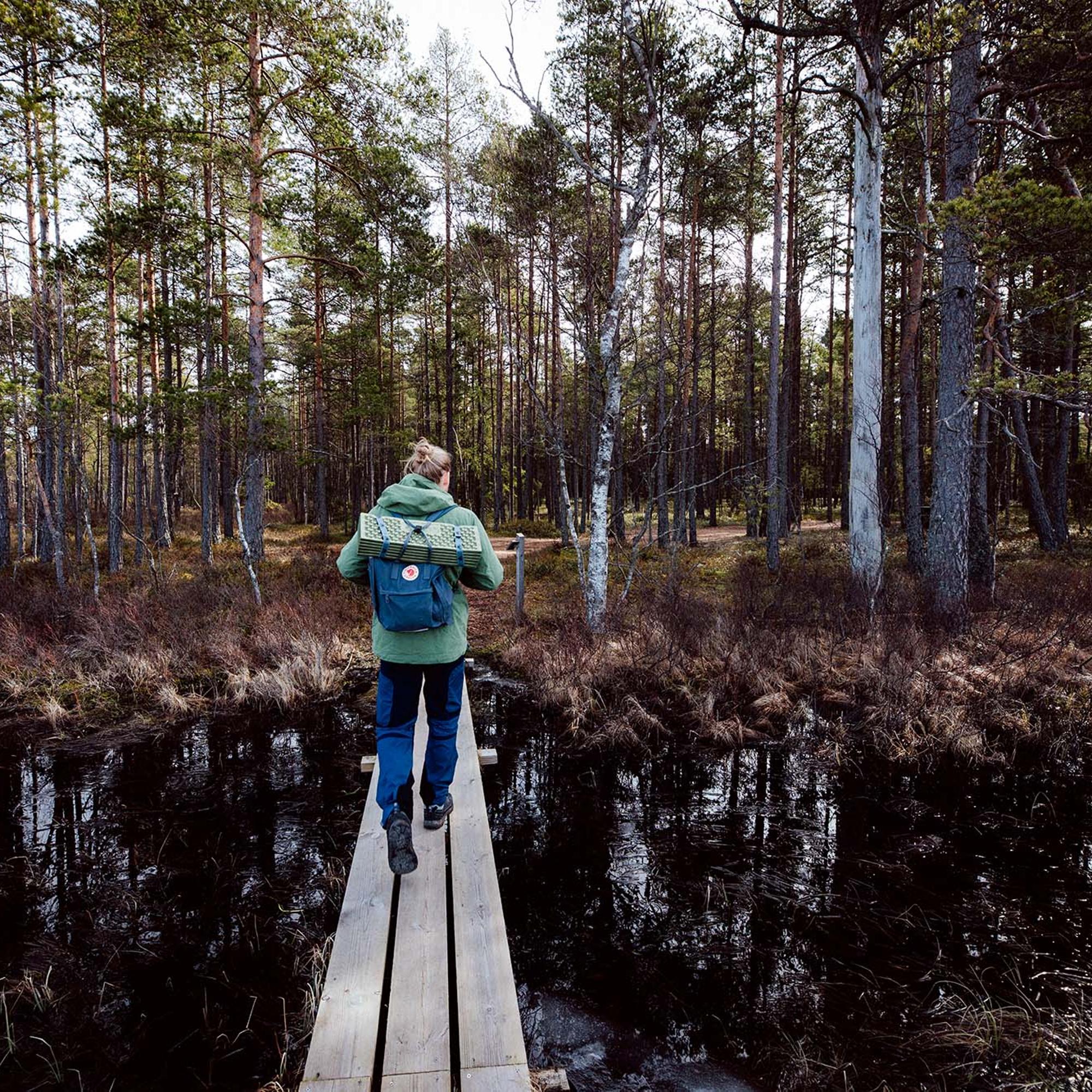Man som går i skogen